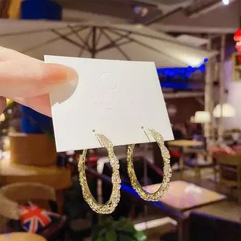 Новые атмосферные серьги-кольца с кисточками, персонализированные серьги для Европы и США, стильные серьги с бриллиантами.