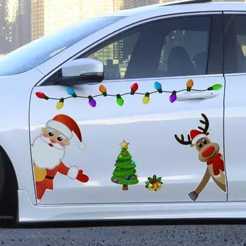 Новые автомобильные магнитные светоотражающие наклейки автомобильные рождественские огни наклейки рождественские огни лампочка для вечеринки домашний холодильник наклейка