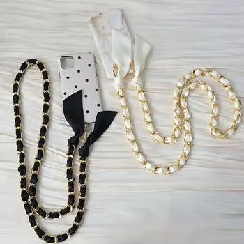 Новые аксессуары для цепочек для телефона, съемный ремешок, шелковый ремешок через плечо, длинный чехол для телефона, цепочки с подвеской на шею, милая однотонная цепочка для телефона 120CM