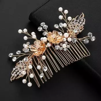 Новые аксессуары для гребней ручной работы из сплава жемчуга свадебный диск для волос шарообразный головной убор для вечеринки свадебные аксессуары для волос золотой
