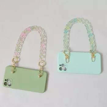 Новые аксессуары для телефона, неоновая цепочка, карамельный полимерный ремешок для телефона через плечо, женские подвесные цепочки, акриловая цепочка на плечо 120CM зелёный