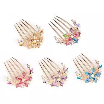 Новые аксессуары для волос Расческа с пятью зубцами Универсальная заколка для волос со стразами Сплавная заколка для волос Модная девушка