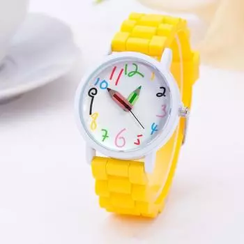 Новые аксессуары Силиконовый ремешок для детей Для женщин Funique Kids Наручные часы Кварцевые часы для девочек и мальчиков жёлтый