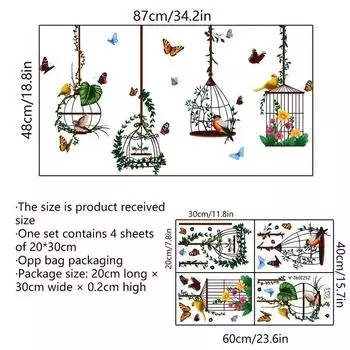 Новые бабочки клетка для птиц креативное украшение настенные наклейки гостиная спальня фон стены съемные настенные наклейки A