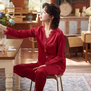 Новые бархатные пижамы для женщин, осенние и зимние бархатные пижамы, комплект с брюками, элегантные и сексуальные кружевные тонкие пижамы, свободная домашняя одежда M белый