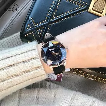 Новые бархатные поясные модные часы Starry Sky с огранкой из минерального зеркала, трендовые женские часы