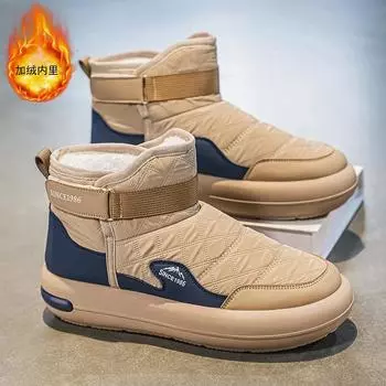 Новые бархатные теплые зимние ботинки, модные и удобные, мужские, легкие и универсальные, хлопковые, размер 39-44, износостойкие 39 хаки