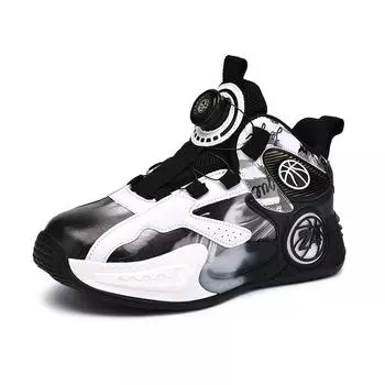 Новые баскетбольные кроссовки для мальчиков Детская обувь из кожи для тренировок, профессиональная спортивная обувь с вращающимися кнопками, боевые ботинки 35