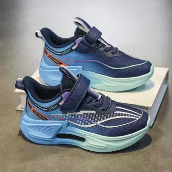 Новые баскетбольные кроссовки для мальчиков, летняя сетчатая поверхность, дышащая обувь для девочек, детская спортивная обувь, удобная, дышащая Size 31,Foot Length:19cm чёрный