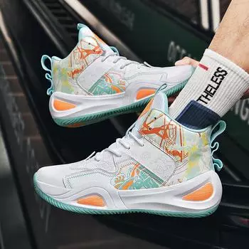 Новые баскетбольные кроссовки Mandarin Duck, мужские кожаные высокие спортивные кроссовки, тренировочные кроссовки для детей начальной школы, модная обувь, один ботинок 36