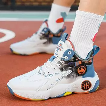Новые баскетбольные кроссовки мужские актуальные боевые повседневные кроссовки хипстерские на шнуровке высокие уличные модные сращивание противоскользящие амортизирующие 42