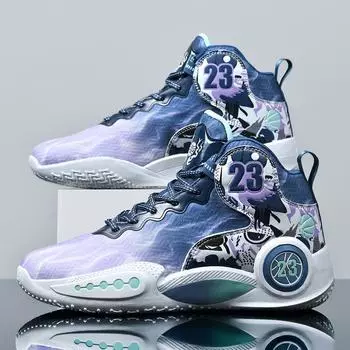 Новые баскетбольные кроссовки мужские высокие ботинки дышащие, нескользящие, износостойкие и амортизирующие кроссовки для учеников средних школ для цементного пола 36