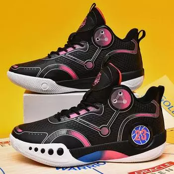 Новые баскетбольные кроссовки мужские высокие ботинки дышащие, нескользящие, износостойкие и амортизирующие кроссовки для учеников средних школ для цементного пола 35