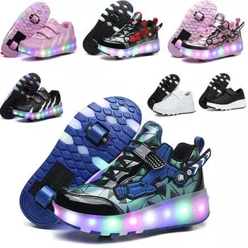 Новые беговые туфли светодиодные зарядные роликовые туфли для мужчин и женщин для детей и взрослых роликовые коньки 27