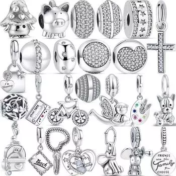 Новые белые циркониевые листья самолета полые модные бусины подходят для оригинального браслета-подвески для женщин S925 серебряные украшения Бесплатная доставка