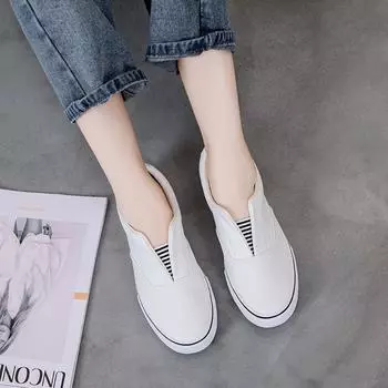 Новые белые однотонные плоские парусиновые туфли мужские туфли с мелким носком ленивые туфли для пар модели тканевые туфли удобные белые кроссовки women size 38 белый