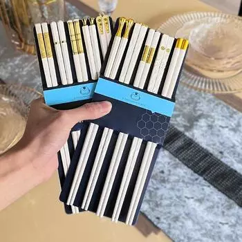 Новые белые палочки для еды из стекловолокна, многоразовые, 5/6/8/10 пар, мультистильный набор палочек для еды, палочки для еды, мультиупаковка, необычные палочки для еды, анти-Sk 5Pair Mix