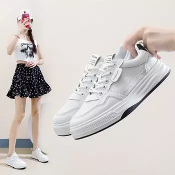 Новые белые туфли для студенток, увеличивающие рост, спортивная обувь на толстой подошве, повседневная обувь 35