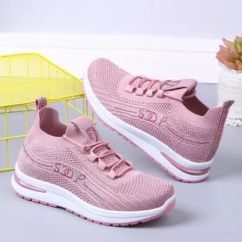 Новые белые туфли женские сетчатые мягкие дышащие повседневные кроссовки 35 розовый