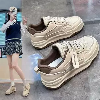 Новые белые туфли женские весна и осень универсальная женская обувь для спорта и отдыха фланец в черно-белых тонах кроссовки 35