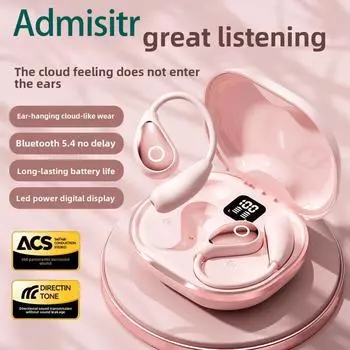 Новые беспроводные Bluetooth-наушники с креплением на ухо и цифровым дисплеем. Спортивные кожаные Bluetooth-наушники имеют долгий срок службы. чёрный