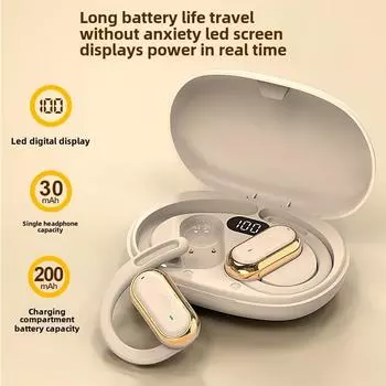 Новые беспроводные Bluetooth-наушники с открытым ушным вкладышем, сверхдолговечные регулируемые наушники, спортивные наушники бежевый