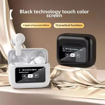 Новые беспроводные наушники Bluetooth с функцией шумоподавления, многофункциональным ANC+ENC и сенсорным экраном чёрный