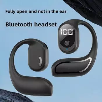 Новые беспроводные наушники Bluetooth с шумоподавлением, большой мощностью и долгим сроком службы, цифровой дисплей, 5.3, безушные автомобильные спортивные наушники чёрный