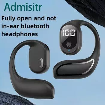 Новые беспроводные наушники Bluetooth с шумоподавлением, большой мощностью и долгим сроком службы, цифровой дисплей, 5.3, безушные автомобильные спортивные наушники чёрный