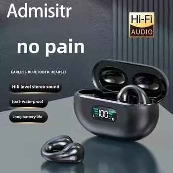 Новые беспроводные наушники Bluetooth TWS с костной проводимостью, мини-цифровой дисплей, высокое качество звука, технология шумоподавления Motion True Noise Cancellation Bluetooth чёрный