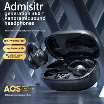 Новые беспроводные наушники-клипсы Bluetooth с длительным сроком службы, шумоподавлением, спортивные наушники с костной проводимостью чёрный