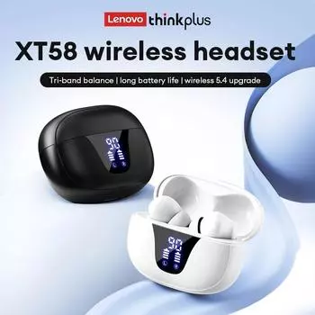Новые беспроводные наушники Lenovo XT58 Bluetooth 5.4 HIFI Stereo HD Voice Call Earbuds с шумоподавлением Music Game Earburds чёрный