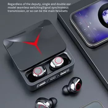 Новые беспроводные наушники M90, игровые гарнитуры со сдвижной крышкой, Bluetooth 5.1, стереонаушники для спорта, наушники-вкладыши со светодиодным цифровым дисплеем чёрный
