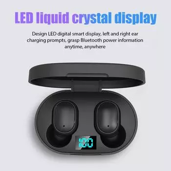 Новые беспроводные стереонаушники E6S Bluetooth, водонепроницаемые наушники с шумоподавлением, беспроводные наушники со светодиодным цифровым дисплеем белый