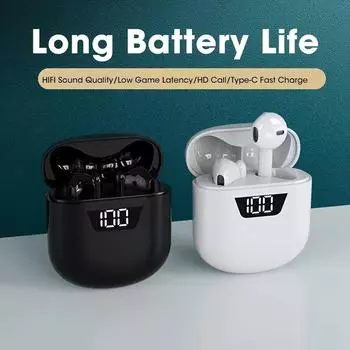 Новые беспроводные стереонаушники TWS In-Ear HI-FI с цифровым дисплеем, долговечные спортивные наушники, игровые наушники, подходящие для всех белый