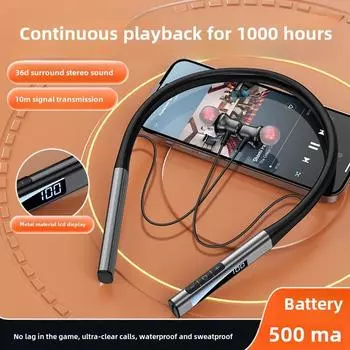 Новые беспроводные внутриканальные наушники Bluetooth с цифровым дисплеем, сверхдолгий срок службы, высокое качество звука, спортивные наушники с креплением на шею красный