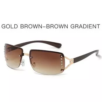 Новые безрамные квадратные солнцезащитные очки в стиле панк в стиле ретро с персонализированными нейтральными солнцезащитными очками, устойчивыми к ультрафиолетовому излучению UV400 чёрный