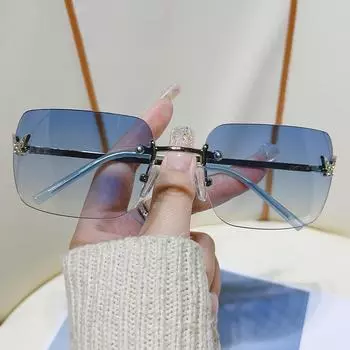Новые безрамочные солнцезащитные очки, модные очки с градиентом в стиле ретро, персонализированные солнцезащитные очки с бриллиантами и бабочками серый