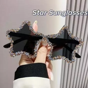 Новые безрамочные солнцезащитные очки с пятиконечной звездой и бриллиантами, персонализированные солнцезащитные очки ярких цветов Ocean, пляжные очки для праздника и вечеринки As Picture