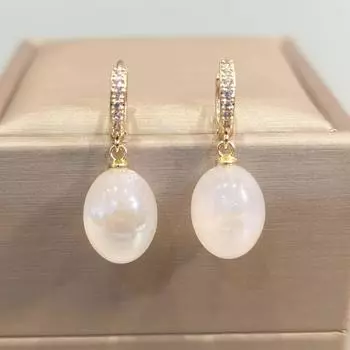 Новые блестящие овальные белые серьги с искусственным жемчугом для женщин, модные серьги с цирконом, ювелирные изделия, свадебные аксессуары белый
