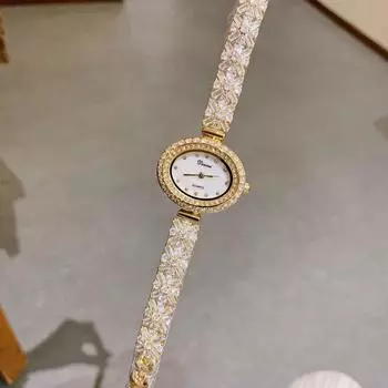 Новые блестящие овальные женские британские часы с водными бриллиантами, темпераментный легкий роскошный браслет, повседневные часы для женщин