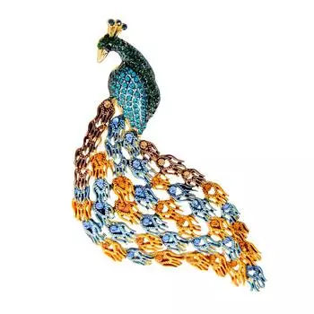 Новые большие броши в виде павлина со стразами для женщин, булавка в виде птицы, эмалированный хвост, 2 цвета, материал из сплава, высокое качество