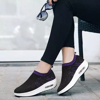 Новые большие размеры Muffin толстая подошва Slip-on спортивная обувь женская весна и лето новые ленивые туфли женская обувь 35 чёрный