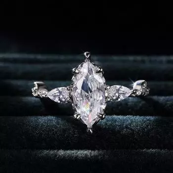 Новые большие свадебные обручальные кольца Marquise CZ с кристаллами белого цвета, роскошные обручальные кольца для женщин, модные ювелирные изделия вечности 6