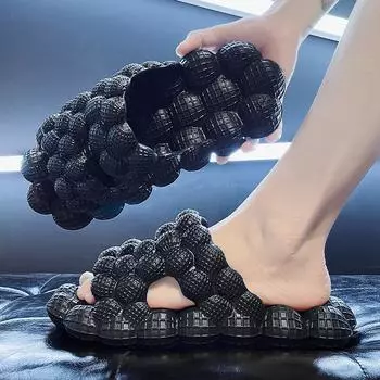 Новые большие тапочки с арахисовым принтом 40-41 бежевый