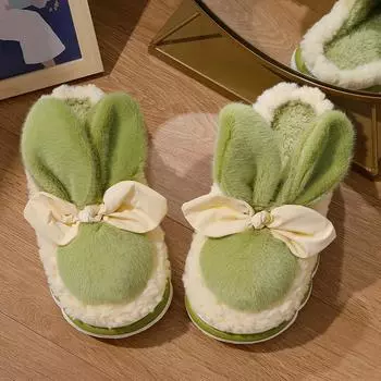 Новые большие уши Баотоу хлопковые тапочки Интернет красные мультяшные плюшевые домашние тапочки ярости обувь из хлопка ЭВА 36 белый