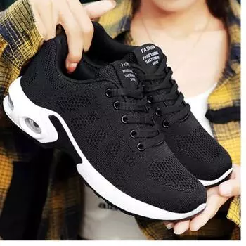 Новые большие женские сетчатые дышащие спортивные кроссовки женские кроссовки с мягкой подошвой и воздушной подушкой повседневные кроссовки тренд 37 чёрный