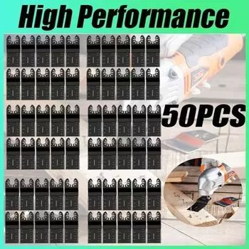 Новые более прочные 50 шт., 34 мм, грубые пилы из углеродистой стали, биметаллические прямые древесные смеси, осциллирующий многофункциональный набор электроинструментов 50PCS-Stronger чёрный