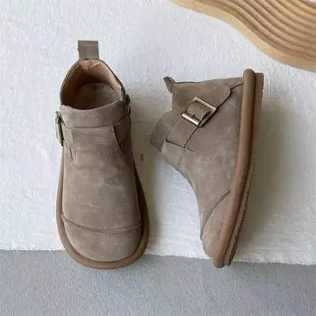 Новые ботильоны Теплые зимние ботинки с защитой от волос Большие повседневные ботинки на плоской подошве Нескользящие плюшевые женские туфли Тапочки Зимние 35