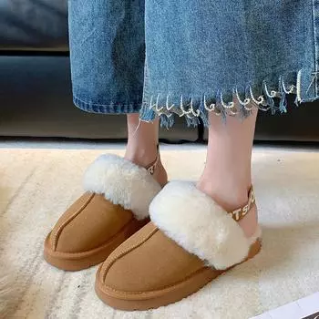 Новые ботинки Au2024 Tumn and Winter One Step Snowy Boots Женская обувь Plush One Piece Moon Cotton Shoes Plush and Thickened 35 бежевый